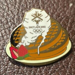 2002 SLC Salt Lake‎ City Olympic Food Pin - Waffles & Strawberries